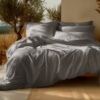 organic cotton sateen sheet set grey